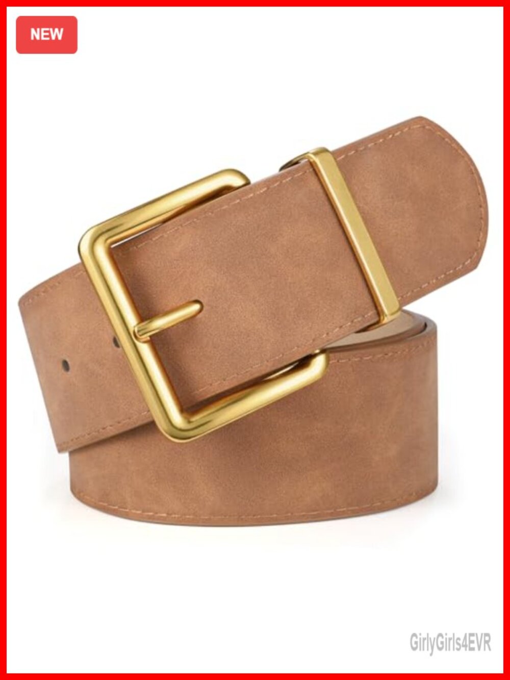 Wide Suede Belt for Dresses with Gold Buckle Fashion Chunky Thick Belt